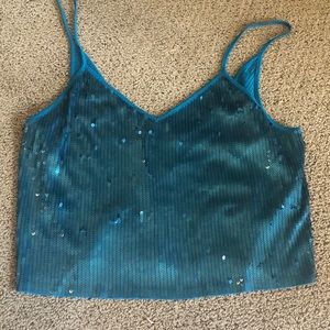 NWT Teal Sequin Express Tank